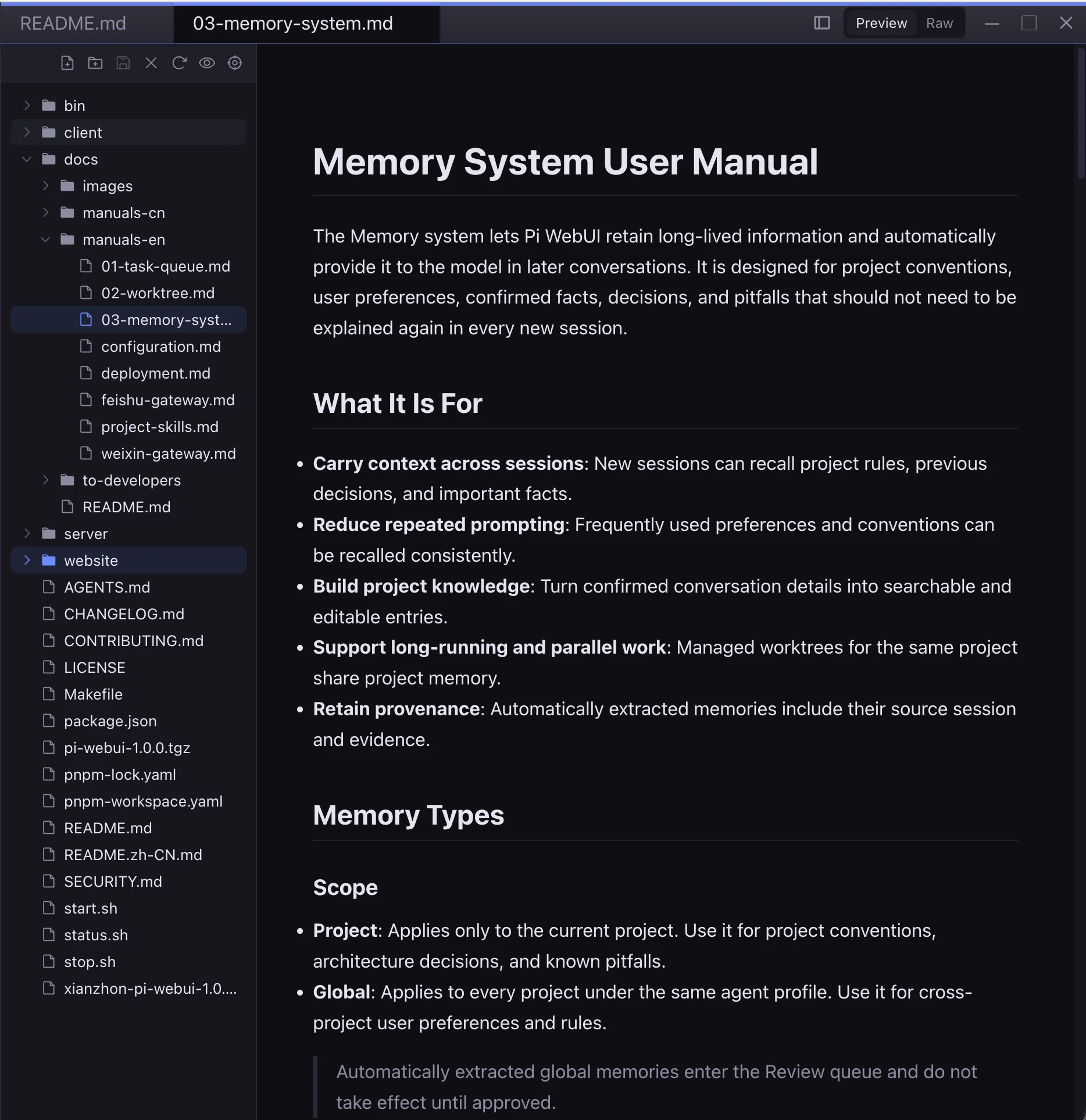 Pi Cloud editor with Markdown preview