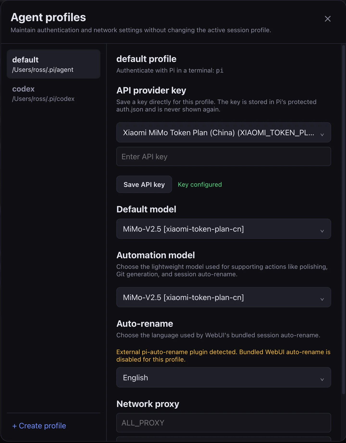 Profile Settings