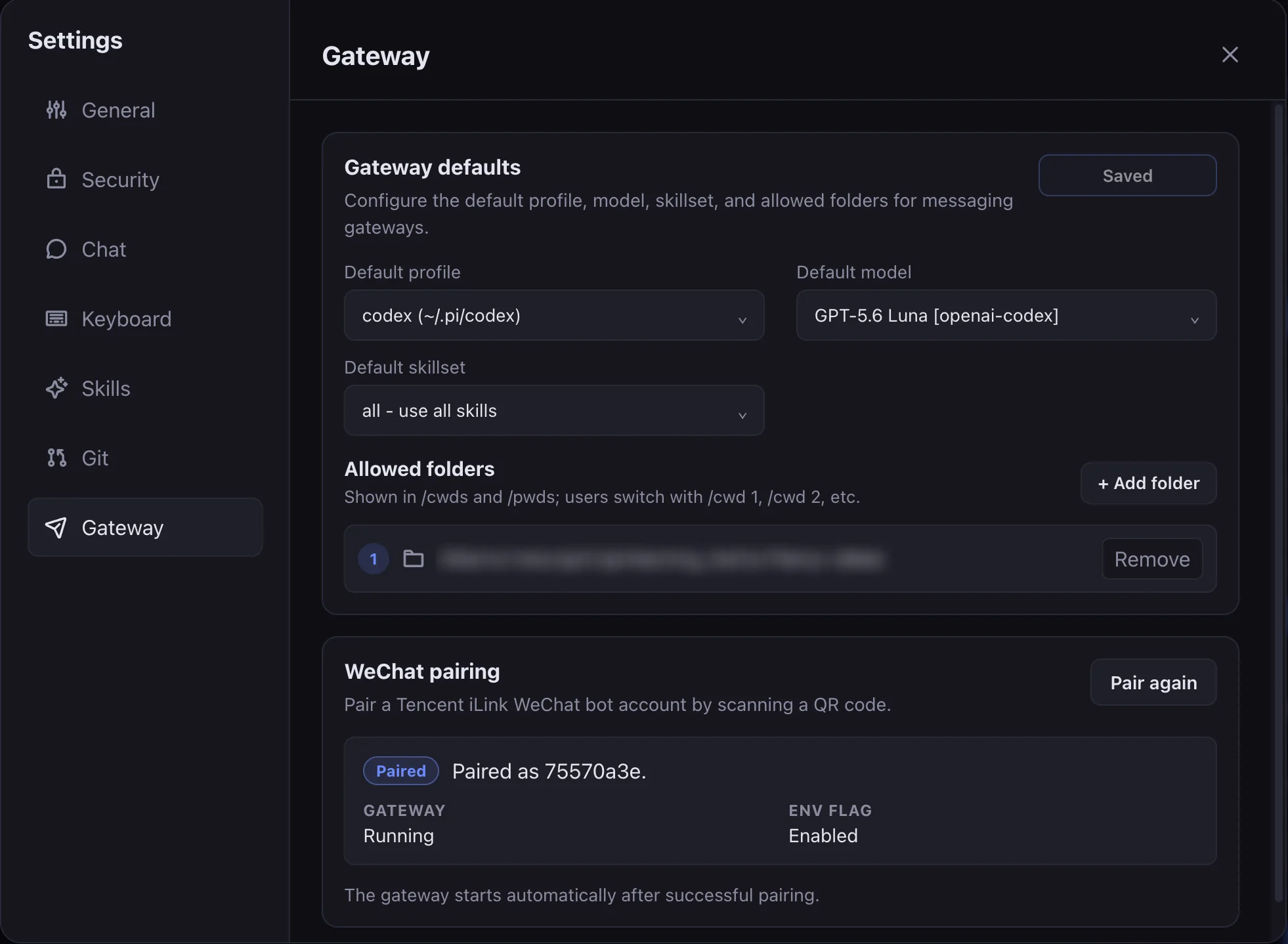 Pi Cloud gateway settings