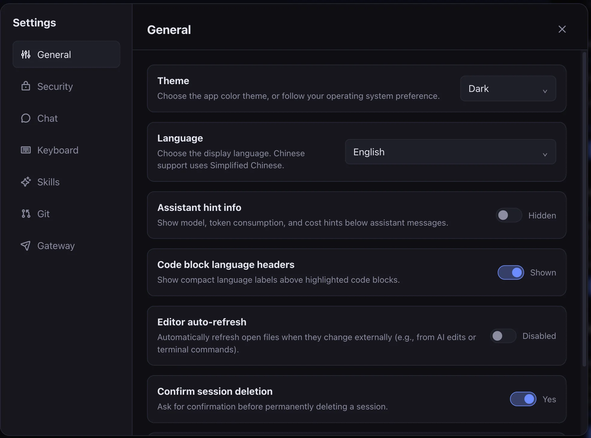 General Pi Cloud settings