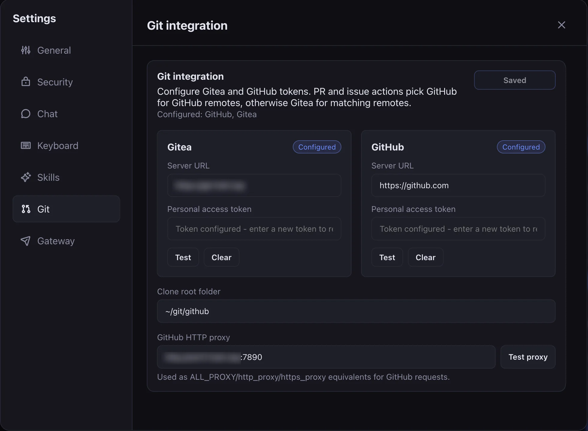 Git and Gateway Settings